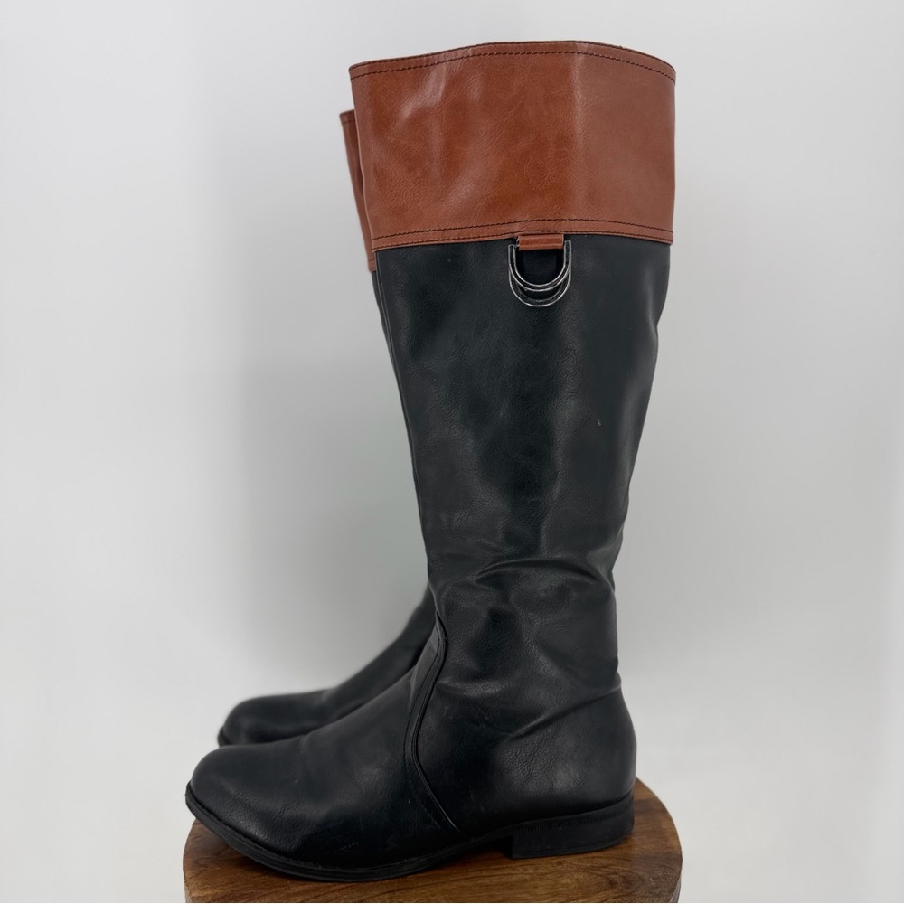 Ingaro Black & Brown Two Tone Knee High Riding Boots Size 10‎